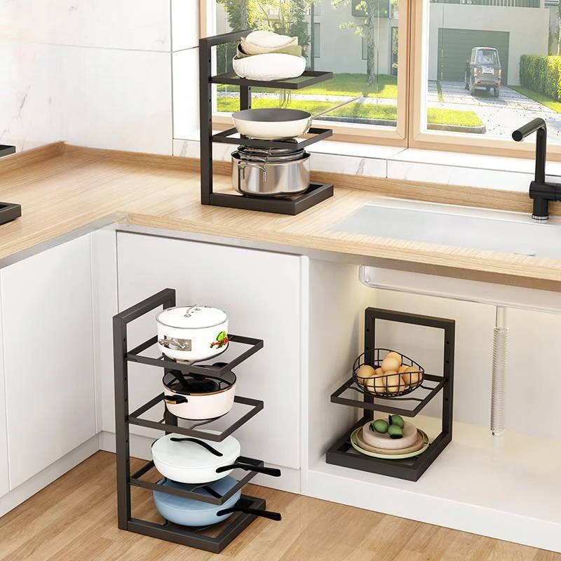 Adjustable Pot Rack Organizer, Kitchen Stainless Steel Pot Storage Rack ,Multi-Layer Household Pot and Pan Organzier for Kitchen 5