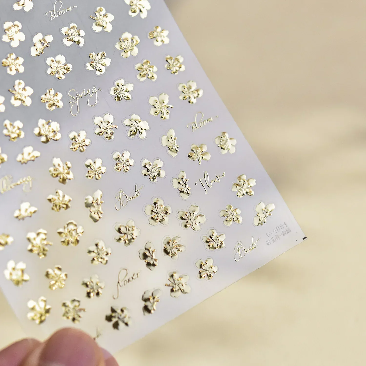 Camellia Bloom Floral Poetry Golden Nail Art Sticker Decal