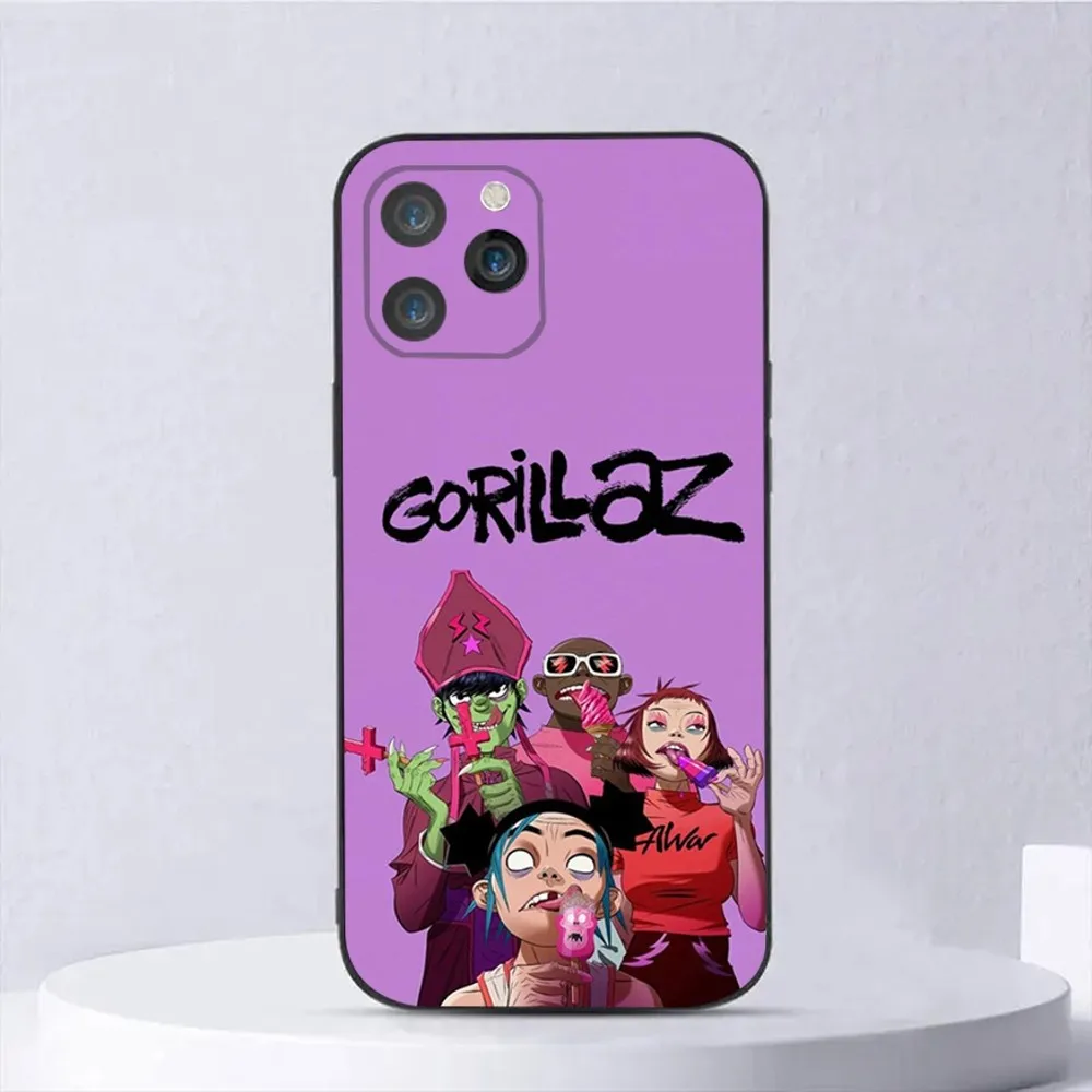 G-Gorillaz Rock Band Cartoon Soft Silicone Phone Case - Black Cover