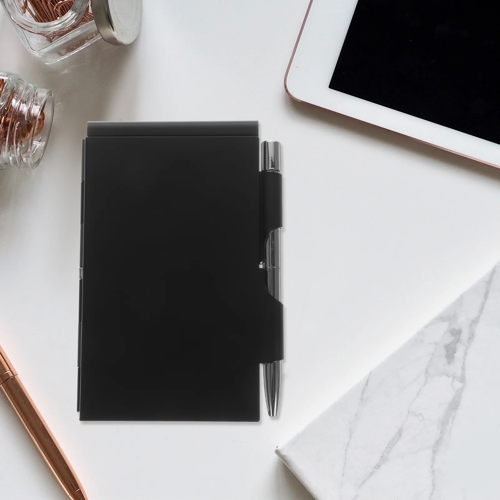 

Metal Small Notebook Mini Notepad Small Pocket Notepad Metal Note Case with Pen Pocket Paper Do List Notebooks Memo Tabs