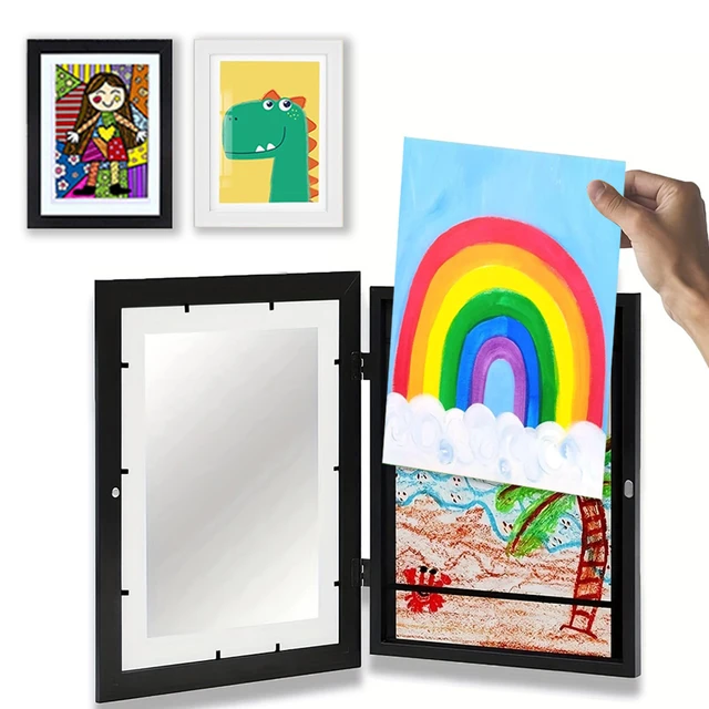 Cadre d'art pour enfants, magnétique, ouvert à l'avant pour changer,  affiche de Photo, dessin, peintures, photos, rangement, affichage, cadeau -  AliExpress