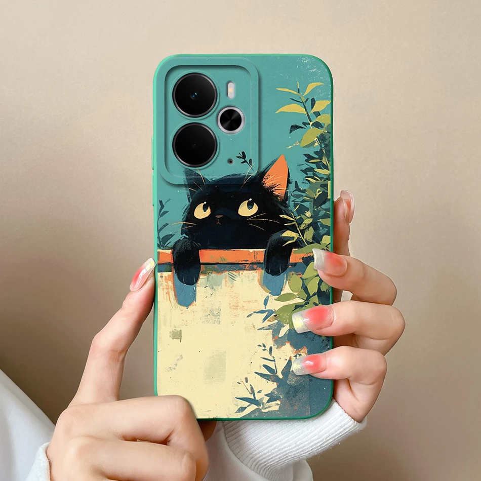 Elegant Rose Silicone Protective Phone Case - Soft Liquid Silicone Cover with Full Camera Protection, Realme 14T
