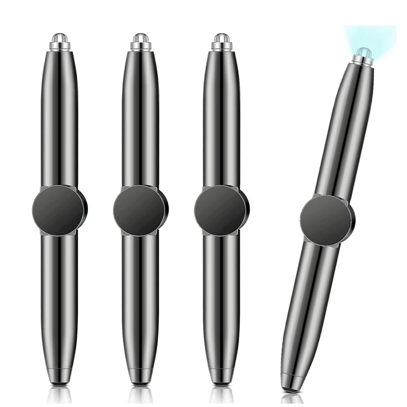 

4Pcs Fidget Pen Spinner Pen With LED Light Multi Functional Cool Anxiety Pen Help Stress Reducer Ballpoint Pen