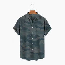 

2022 New Summer Men's Beach Shirt Camouflage Print Short-sleeved Lapel Button Casual Hawaiian Shirt Men's Streetwear S-5XL