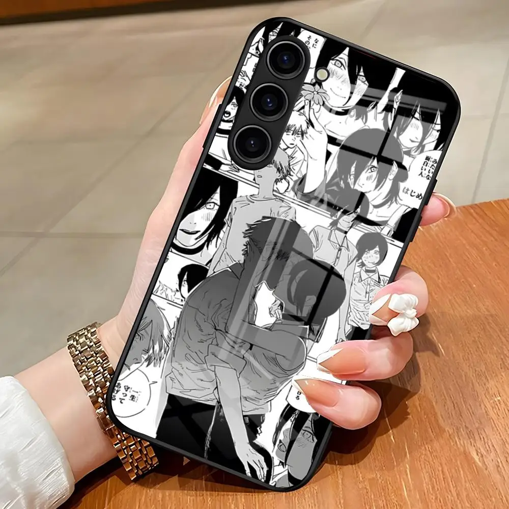 Chic Chainsaw Man Reze Design Glass Phone Case