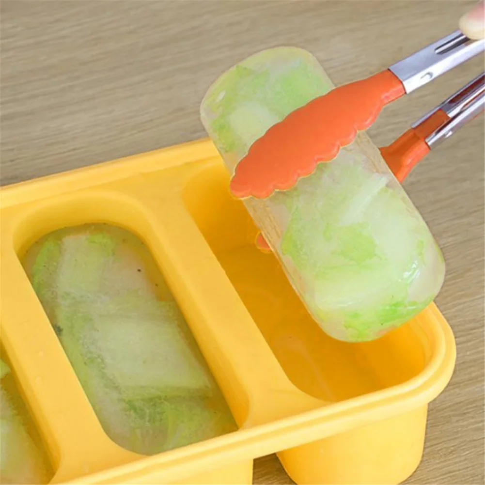 Silicone Freezer Tray Soup 4 Cubes Food Freezing Container Molds With Lid, ice mold