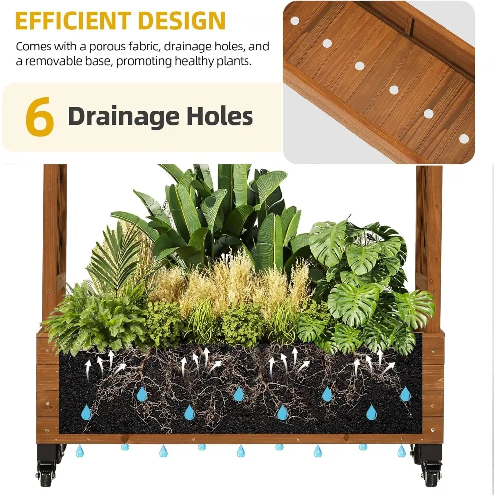 DWVO Raised Garden Bed with Trellis Movable 5