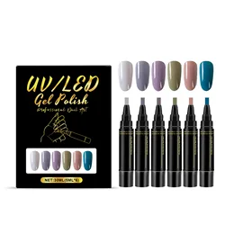 Vibrant 6 - Color Nail Gel Set with Precision Art Brush (04)