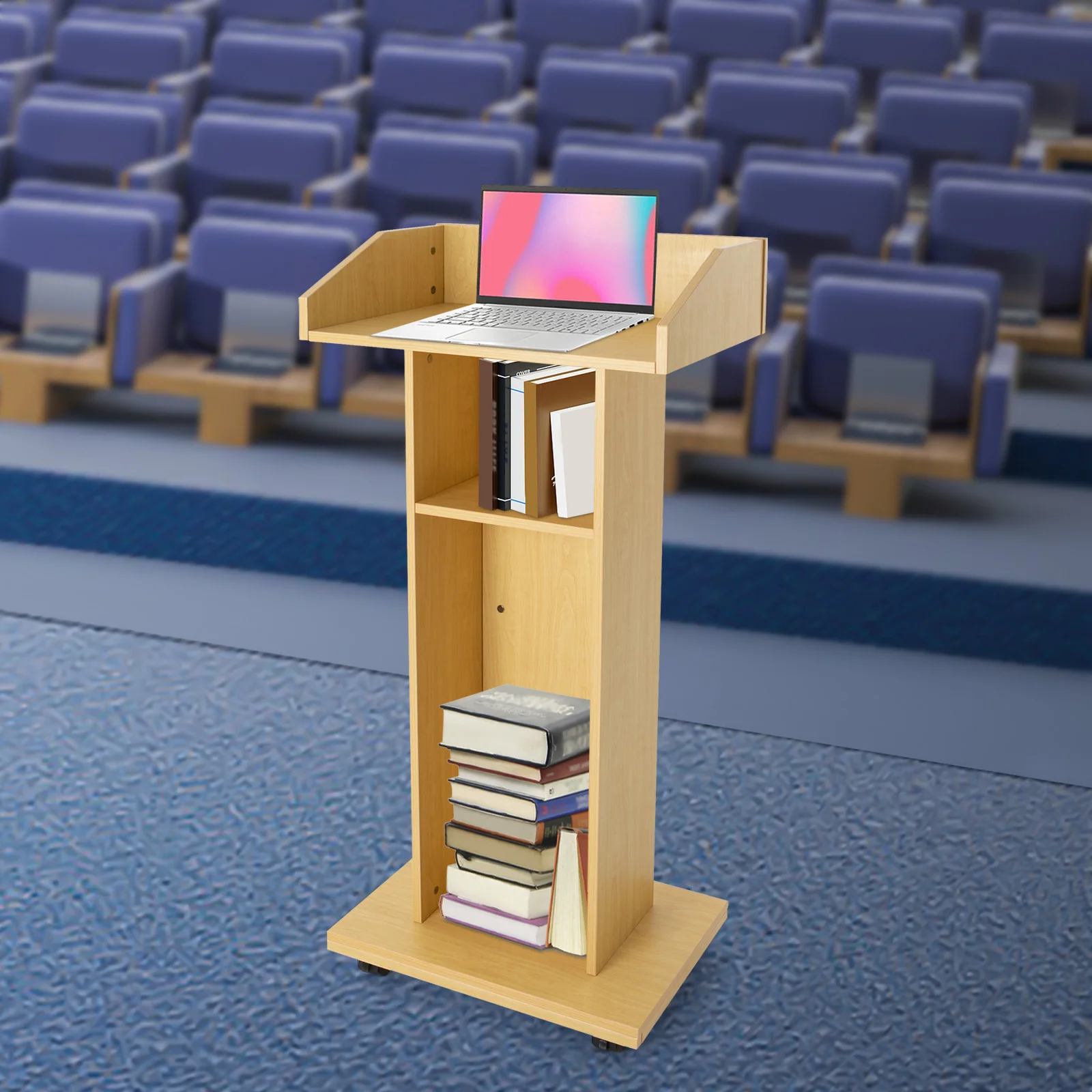 Mobile Wood Podium Stand Podium Stand Wooden Speaking Lectern Teacher Speaker Presentation Stand Portable Podium Stand Mobile 4