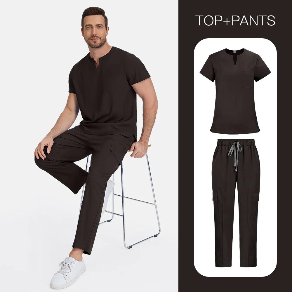 Conjunto exfoliante ligero unisex: pantalones de pierna recta transpirables y resistentes a las arrugas, ropa de trabajo para clínicas médicas y estéticas