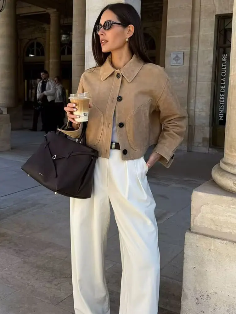 HH Women Elegant Fashion Solid Short Coats Single Breasted Lapel Long Sleeve Jackets With Pocket Casual Office Lady Chic Outwear