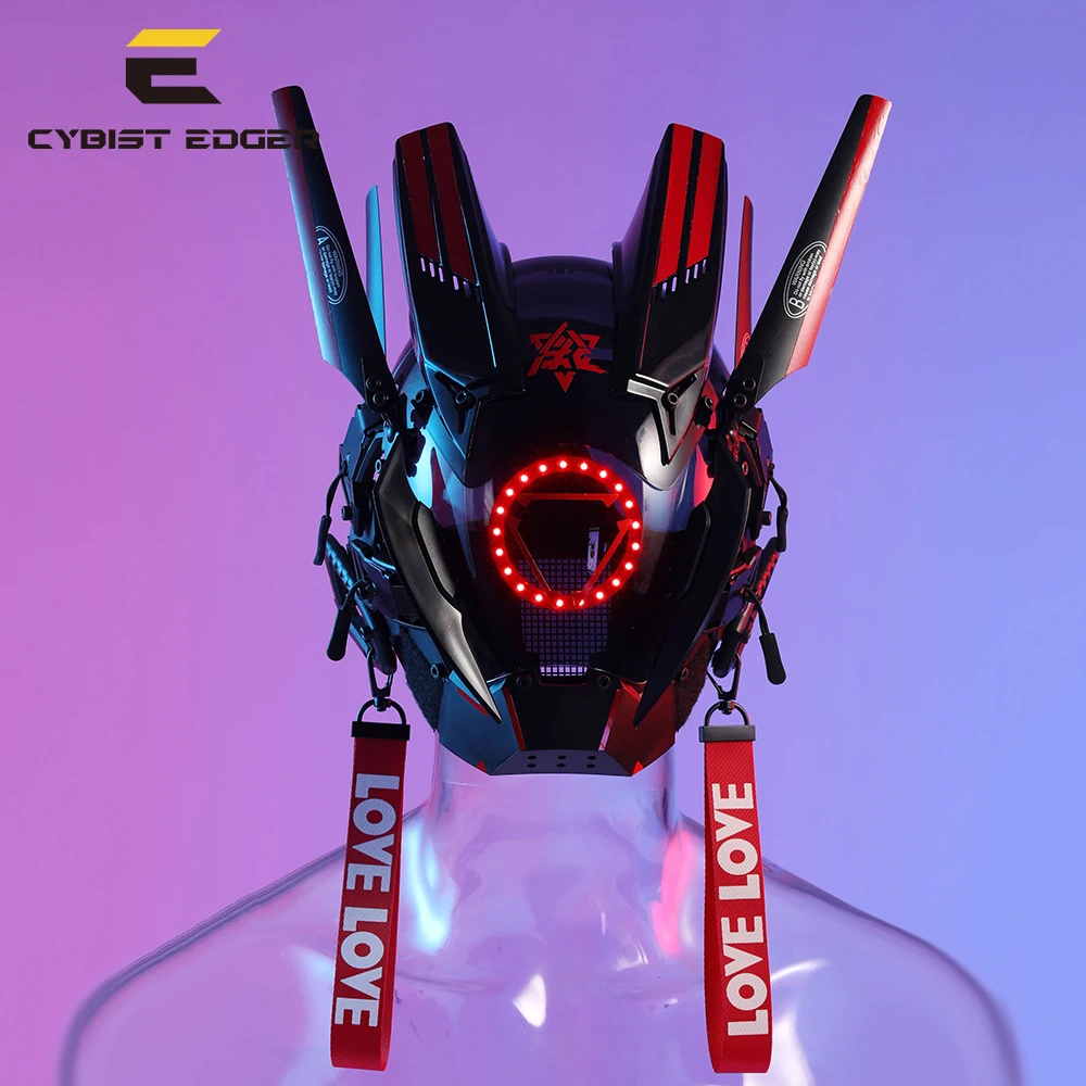 

Cyber Punk Mask LED Lignting Red Warrior Viper Soldier Cosplay SCI-FI Helmet Mechanical Style Party Gifts for Man and Woman