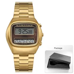 Men's Dual - Screen Electronic Fashion Watch with Luminous Backlight and Stainless Steel Band (Golden - Box)