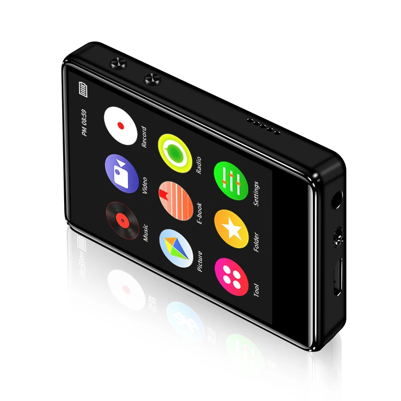 Original metal MP4 player Bluetooth 5.0 touch screen 2.4 inch built-in speaker MP3 with e-book radio recording video playback Mp4 Player Music Player Mini Media Player