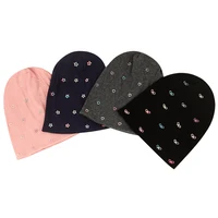 Geebro Women Multicolor Ribbed Pearl Star skullies Beanie Casual knitted Soft Design Solid Bow Heart Bonnets Ladies Slouchy Hat 2