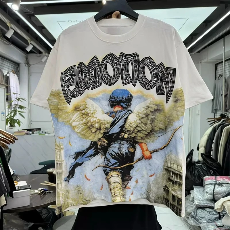 2026 Neues Sommer-T-Shirt für Männer und Frauen im Paar-Stil mit Engels-Print, Rundhalsausschnitt und kurzen Ärmeln