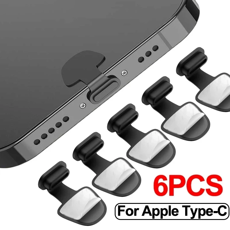 

1/6Pcs Charging Port Anti-Dust Dirt Plug For iPhone Samsung S22 S21Ultra USB Type-C Port Protector Silicone Dustplugs Cover