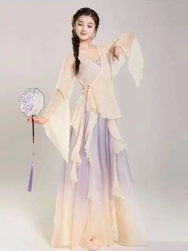 Classical Dance Practice clothes Chinese Dance Suit Body Rhyme Gauze Dress  Long Sleeved Performance Costume - AliExpress 200000532