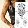 Butterfly Fake Tattoo for Woman Black Flower Tattoo Sketch Tattoo Sticker  Rose Blossom Tattoo Temporary Waterproof 6