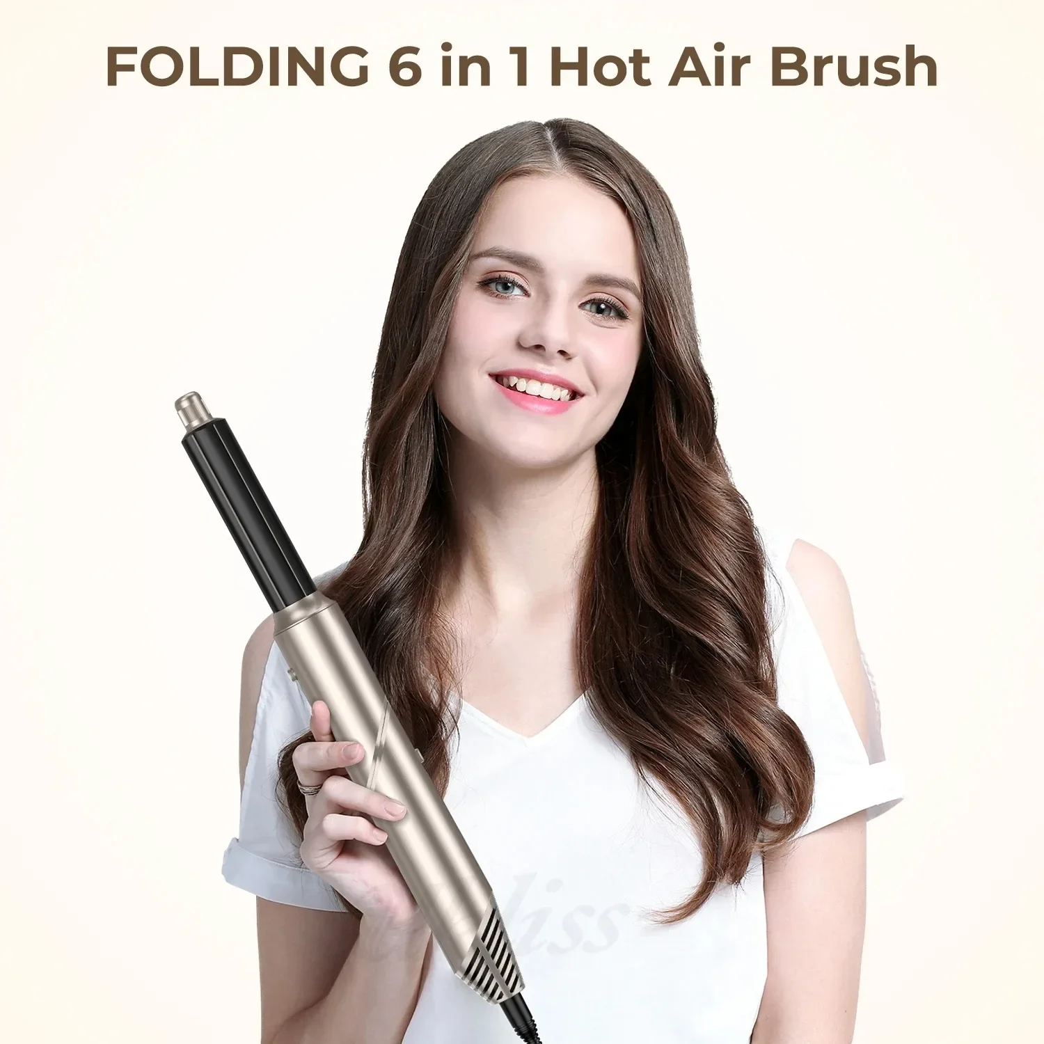 6 in 1 Foldable Hair Dryer Negative Ions Hair Care Hot Air Brush Salon Blow Dryer Wand Ceramic Curling Iron Styler Styling Tools 3
