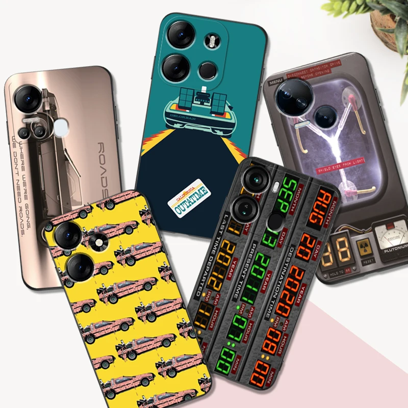 Custodia In Tpu Nero Per Tecno Spark Go 10 Pro 10C Camon 20 Pro Pop7 6C Pova5 Cover Back To The Future Delorean Time Machine