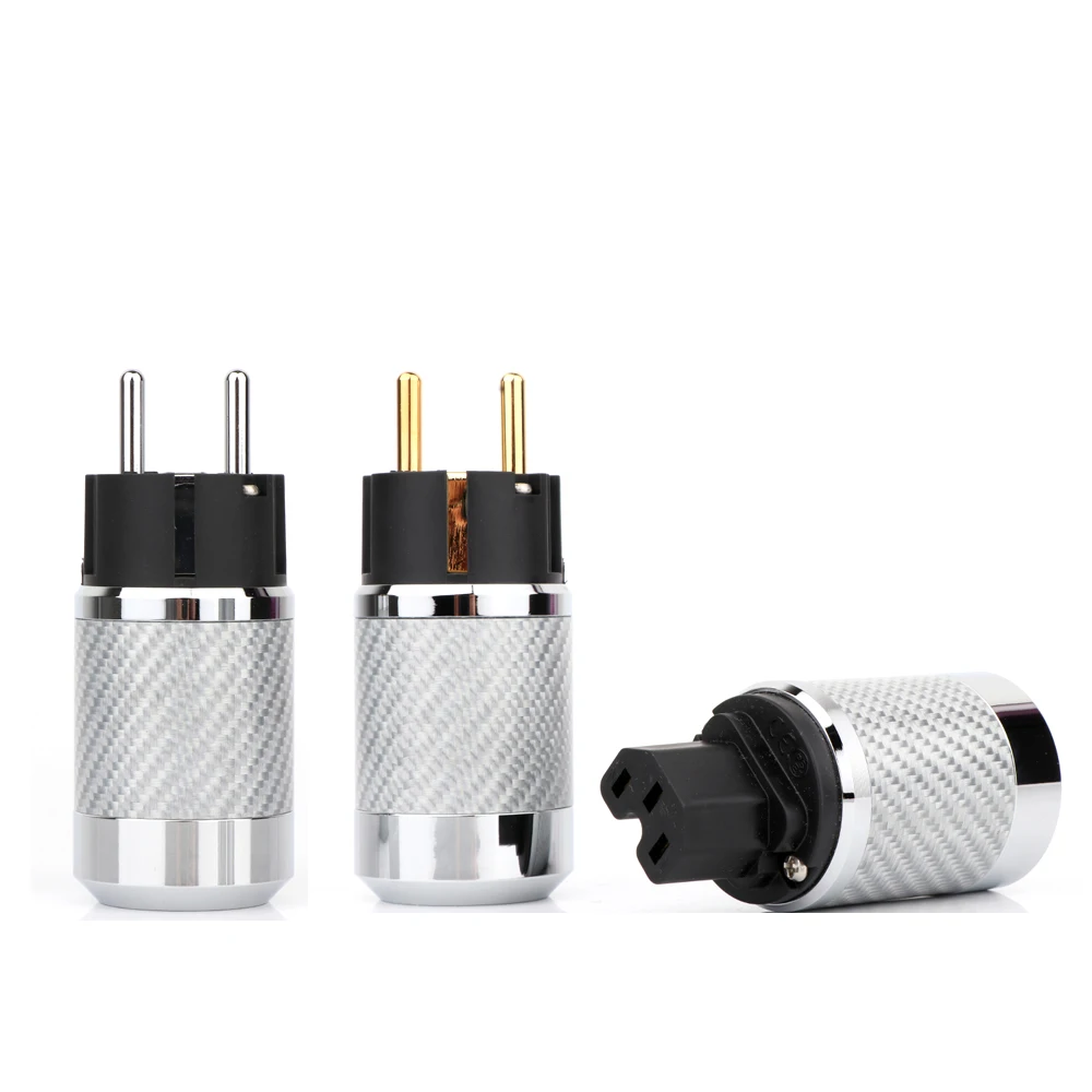 

WCF2-ER Pair Hi-end Carbon Fiber позолоченный кабель питания переменного тока IEC Female Connector Hifi 2 pins EU EUR schuko Power Plug socket
