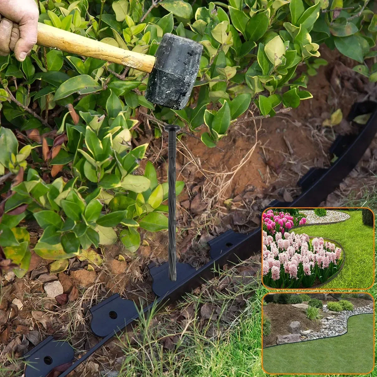 90/30pcs 8 Inch Plastic Landscape Edging Spikes Anchoring Nail Spiral Landscape Stake For Weed Barrier Paver Edging