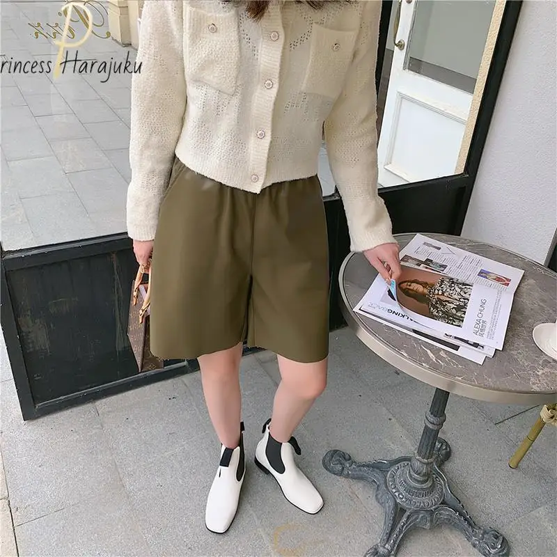 burberry shorts 3 Colors Shorts Sexy Nightclub Costumes Shorts 2022 Women Pu Leather Shorts High Waist Solid Color Elastic Waist Fashion Summer online clothes shopping