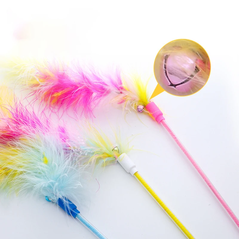 1/3pcs-Seven Colorful Feather Cat Toy Stick Fairy-like