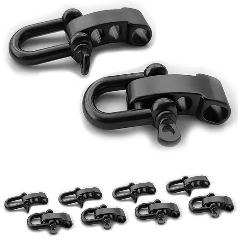 

10 Pcs Paracord Bracelet Buckles Adjustable U Buckle Clip for Outdoor Survival Bracelet Wrist Strap U Shackles Black Slivery