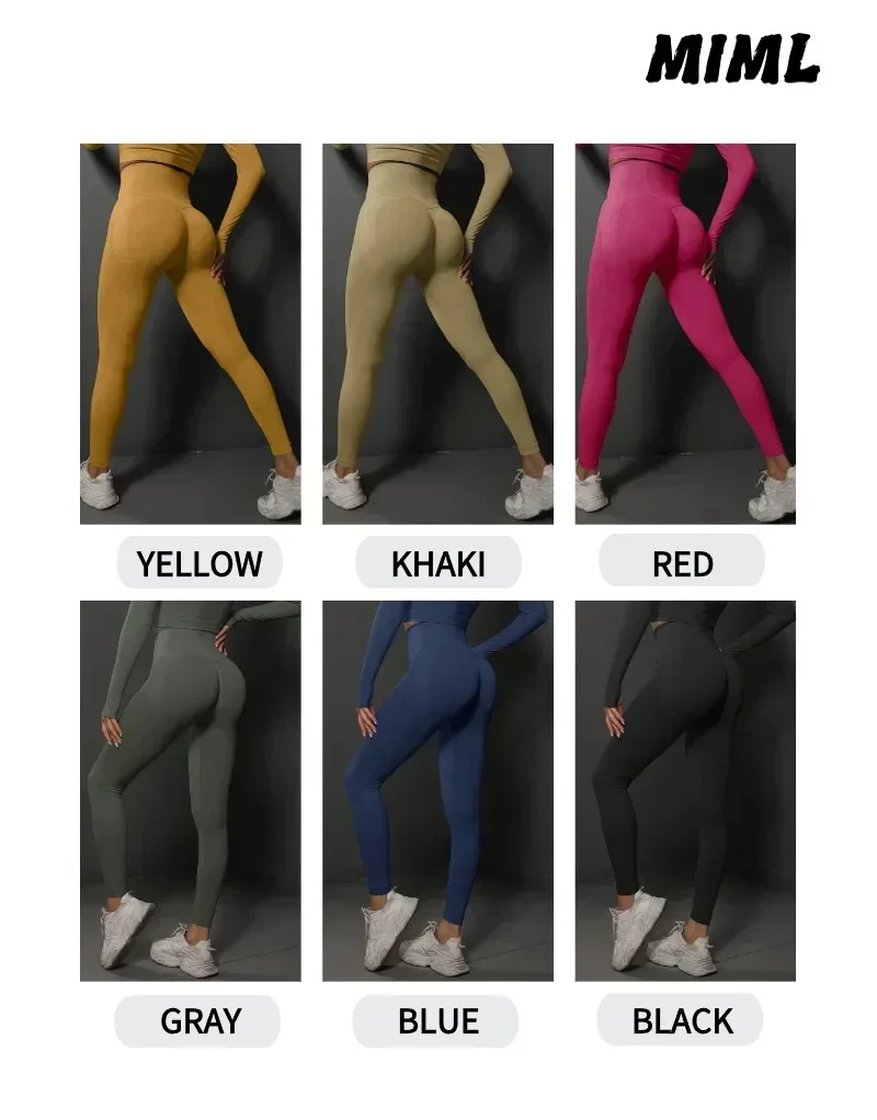 MIML Abbigliamento sportivo Donna Palestra Allenamento Leggings Pantaloni da yoga Abbigliamento da donna Pesca Vita alta lavorata a maglia Glutei punteggiati Pantaloni da pista - immagine 6