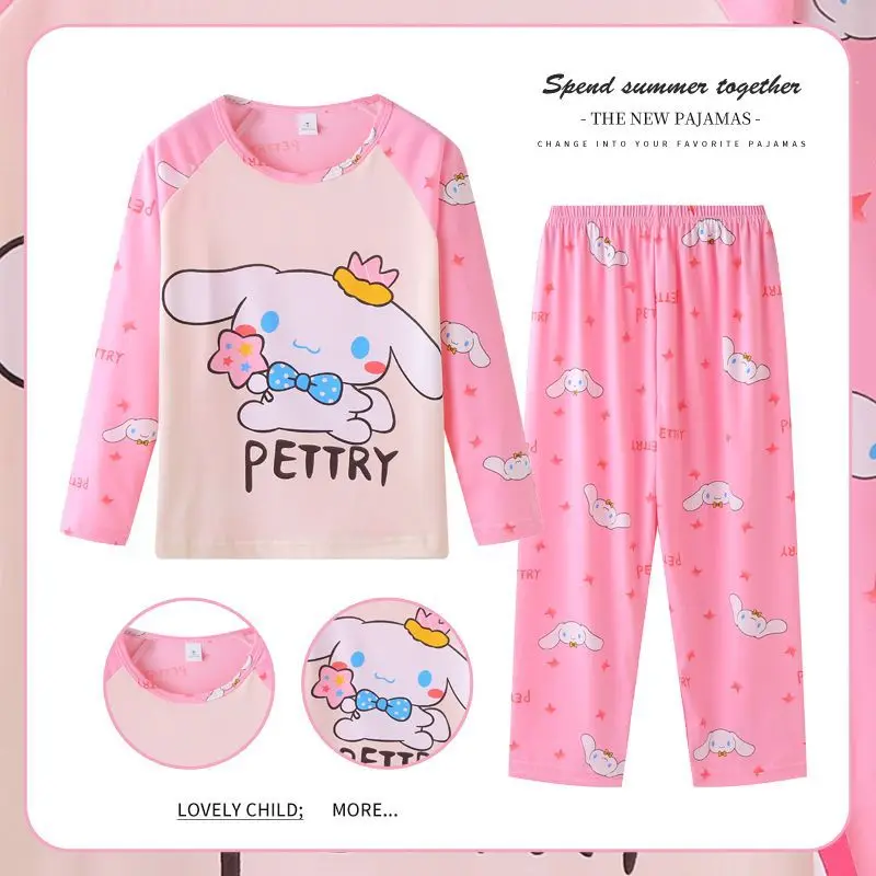 

Sanrio Kuromi My Melody Cinnamoroll Children Pajamas Kawaii Spring Casual Long Sleeved and Long Pants Children's Pajama Set