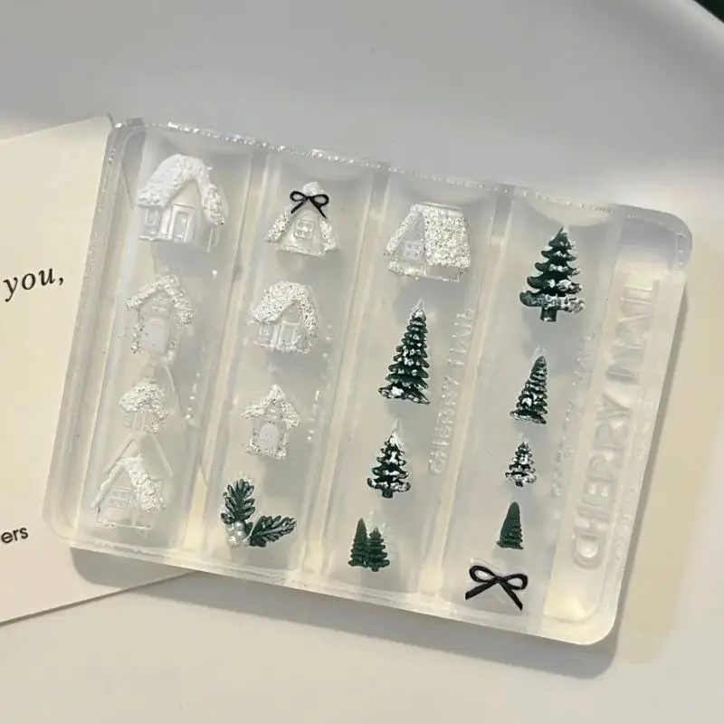 투명 실리콘 3D 네일 아트 몰드 - 벨트 버클 꽃 나비 네잎 클로버 네일 장식 템플릿 매니큐어 DIY용