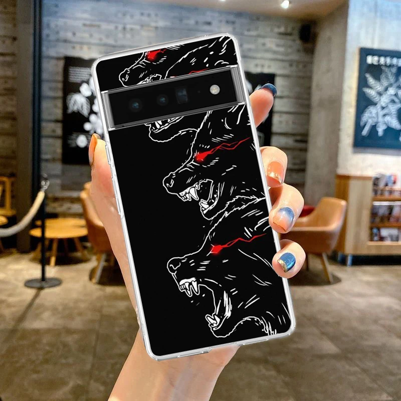 Moon Roaring Wolf Shockproof Transparent Phone Case Cover