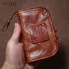 GURO Luxury Genuine Leather Car Key Bags Men Women Vintage Coin Purse Multipurpose Wallet Card Holder Housekeeper Home Organizer