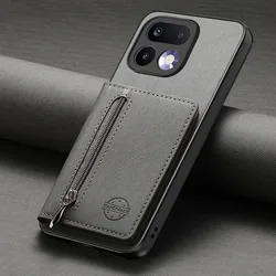 Zipper Leather RFID Protective Phone Card Cover with 360 - Degree Bumper - Realme 13Pro Plus 5G (GRAY)