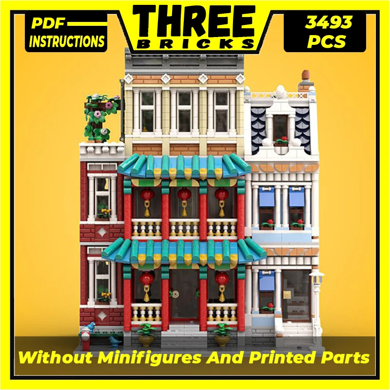 

Moc Building Bricks City Street View Model Chinese Restaurant Technology Modular Block Gifts Toys For Children DIY Sets Assembly