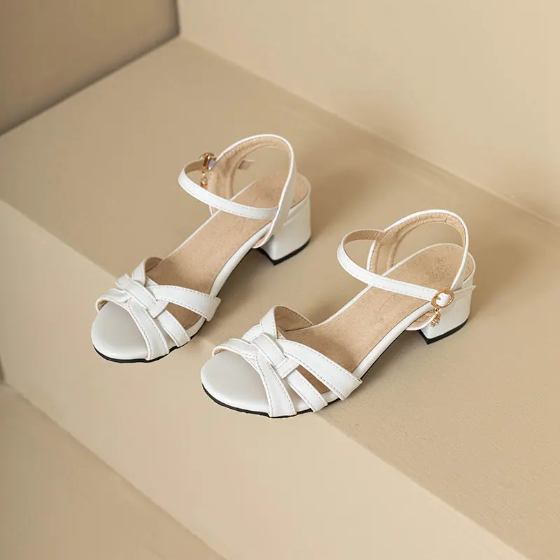 ORCHA LISA Brand Women Sandals Square Toe Chunky Heels 5cm Buckle