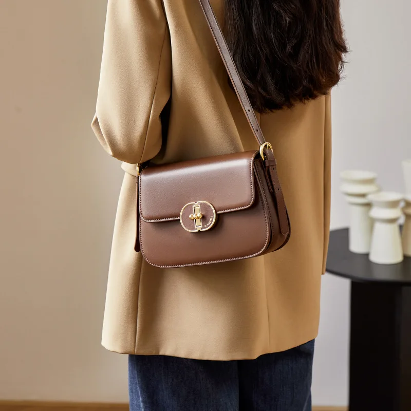 Cross-border Sales of New Autumn and Winter Genuine Leather Underarm Shoulder Bag for Women Simple Fashion Ladies Messenger Bag