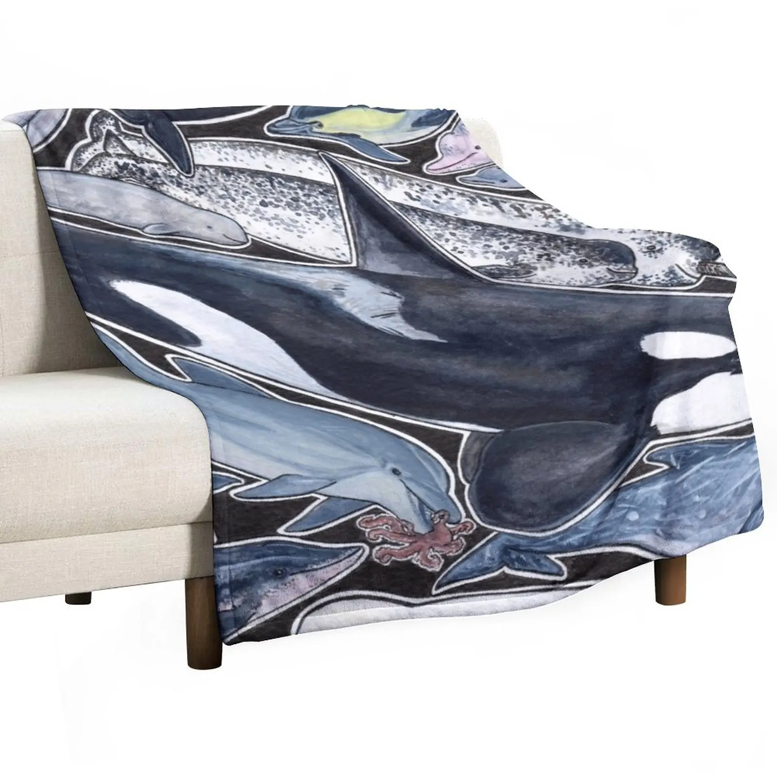 

Dolphins, orcas, belugas, narwhals, and cie Throw Blanket valentine gift ideas Furry Blankets Summer Bedding Blankets