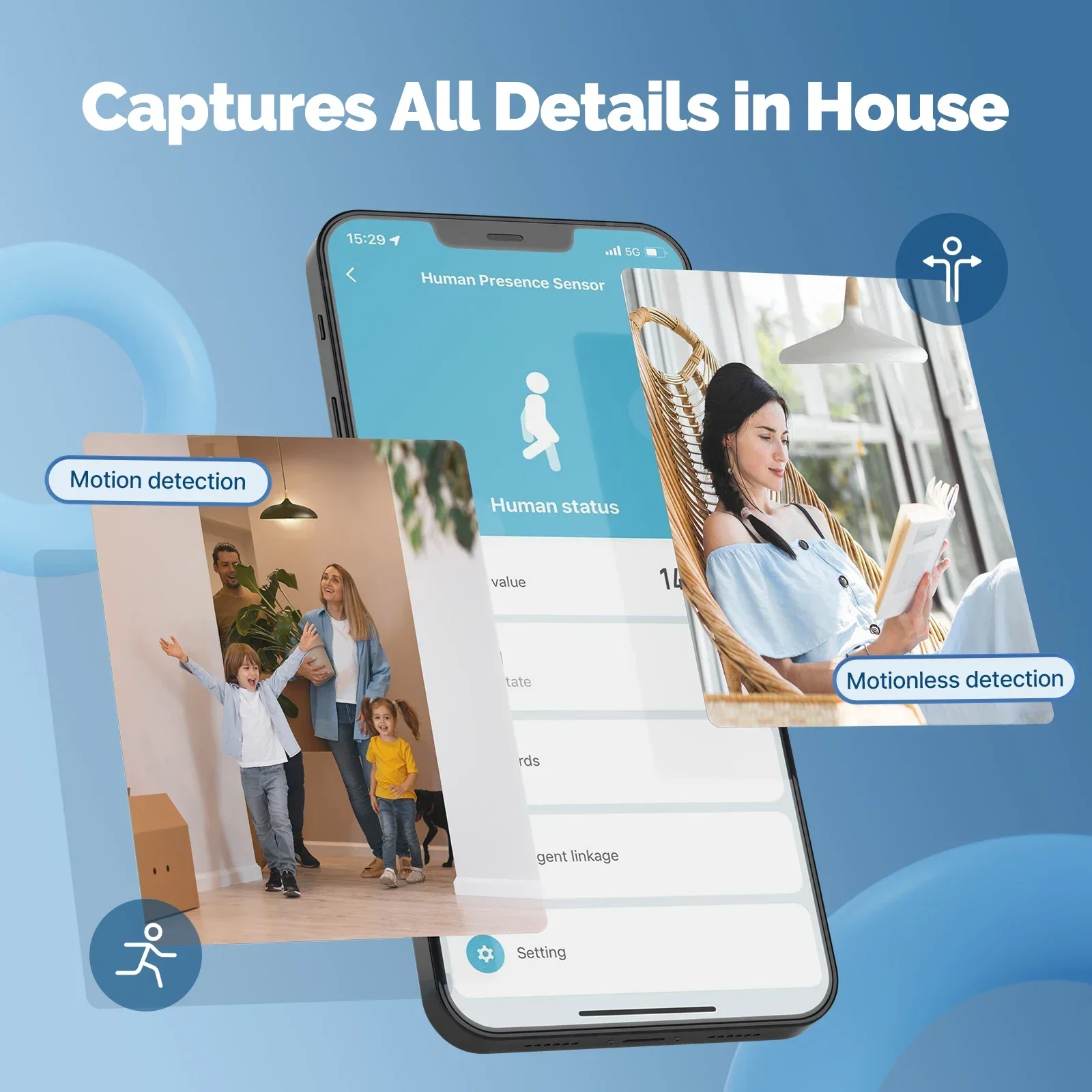 MOES WiFi Smart Human Presence Sensor Tuya Motion and Motionless Detection Light Luminance Sensor App Notification Wired Design