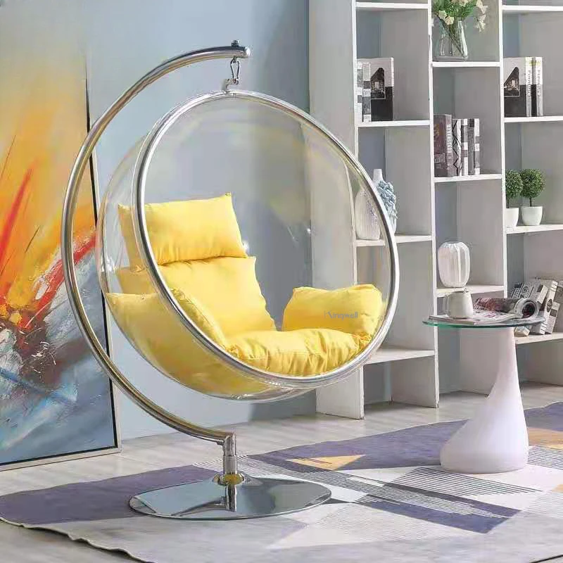 

Golden Frame Transparent Indoor Hanging Moon Chairs Swings