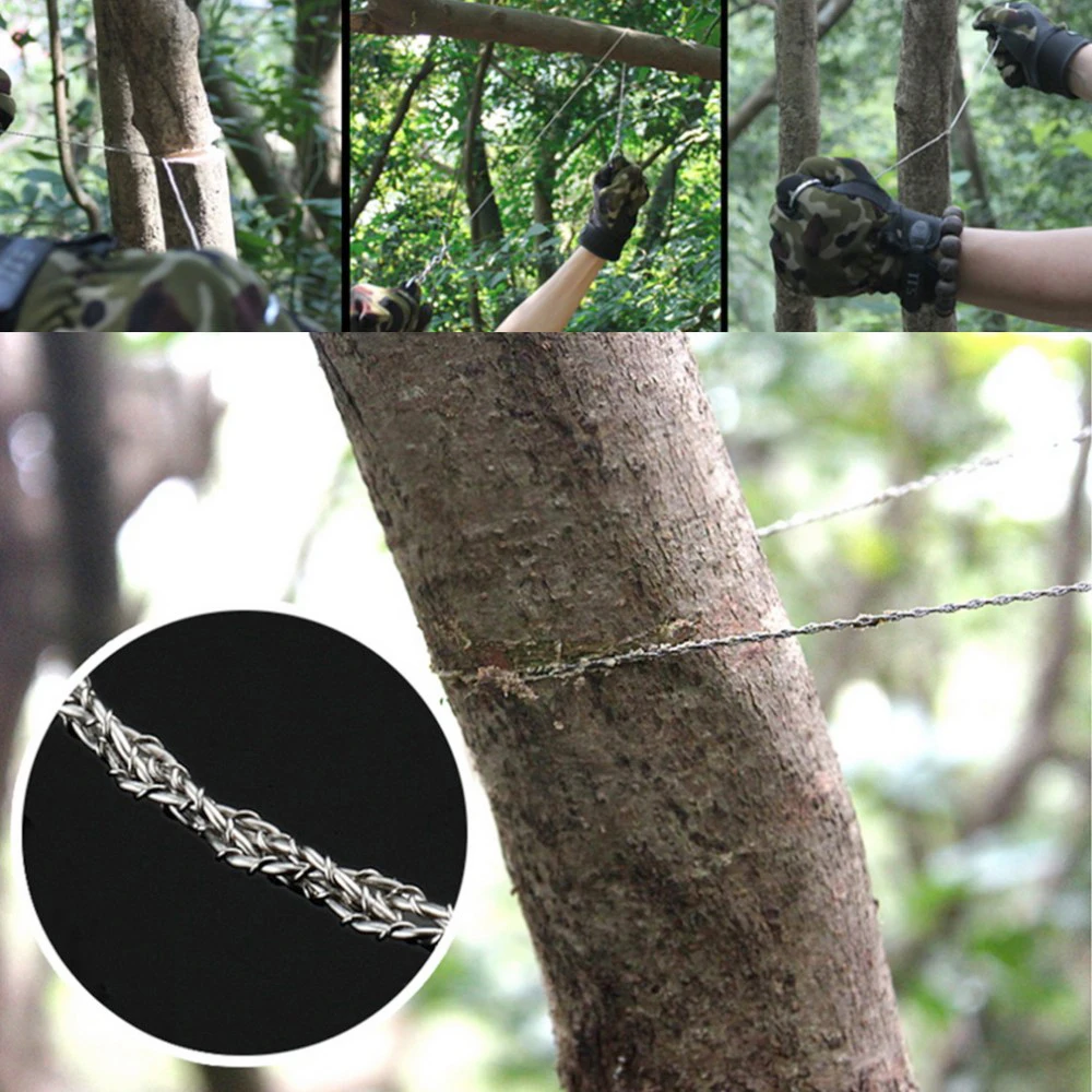 Emergency Survive Stainless Saw Travel Tools Camping Hiking Steel Kits With Finger Handle For Cutting Outdoor Accessories hand rope saw