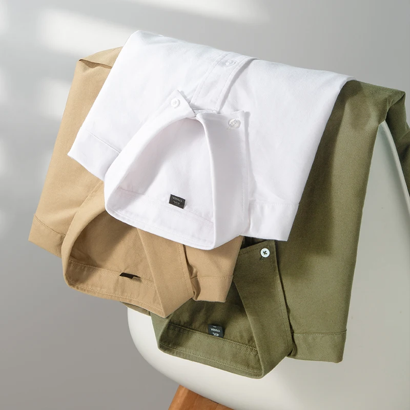 spring and autumn new fashion trend pure cotton youth fashion versatile oxford solid color men's long sleeve white work shirt Spring and Autumn New Fashion Trend Pure Cotton Youth Fashion Versatile Oxford Solid Color Men's Long Sleeve White Work Shirt 6