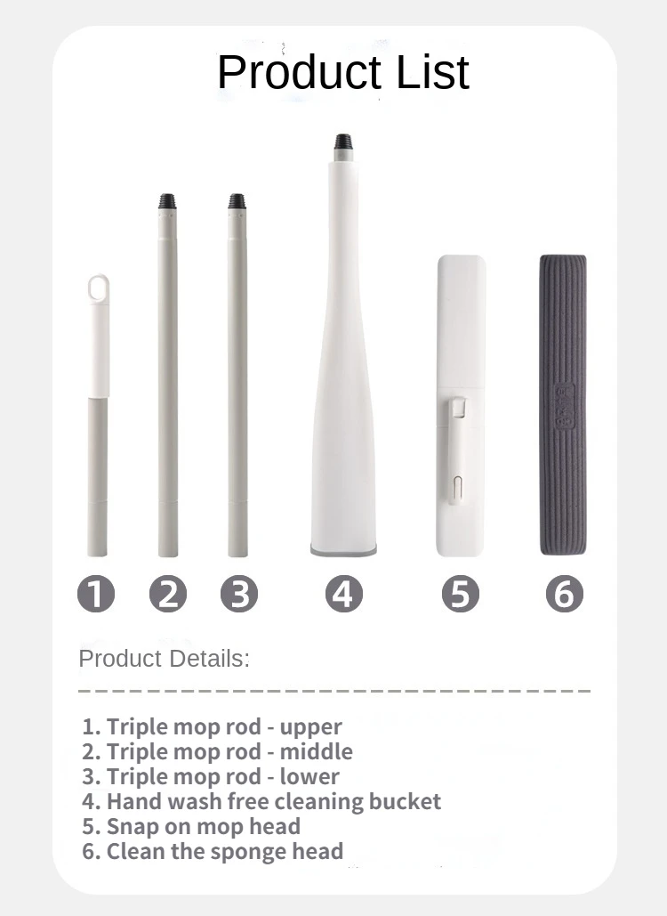 Sponge Mop Hand Wash Free Household Absorbent Rubber Cotton Mop Toilet Folding Squeeze Water With Its Own Cleaning Solution Mop