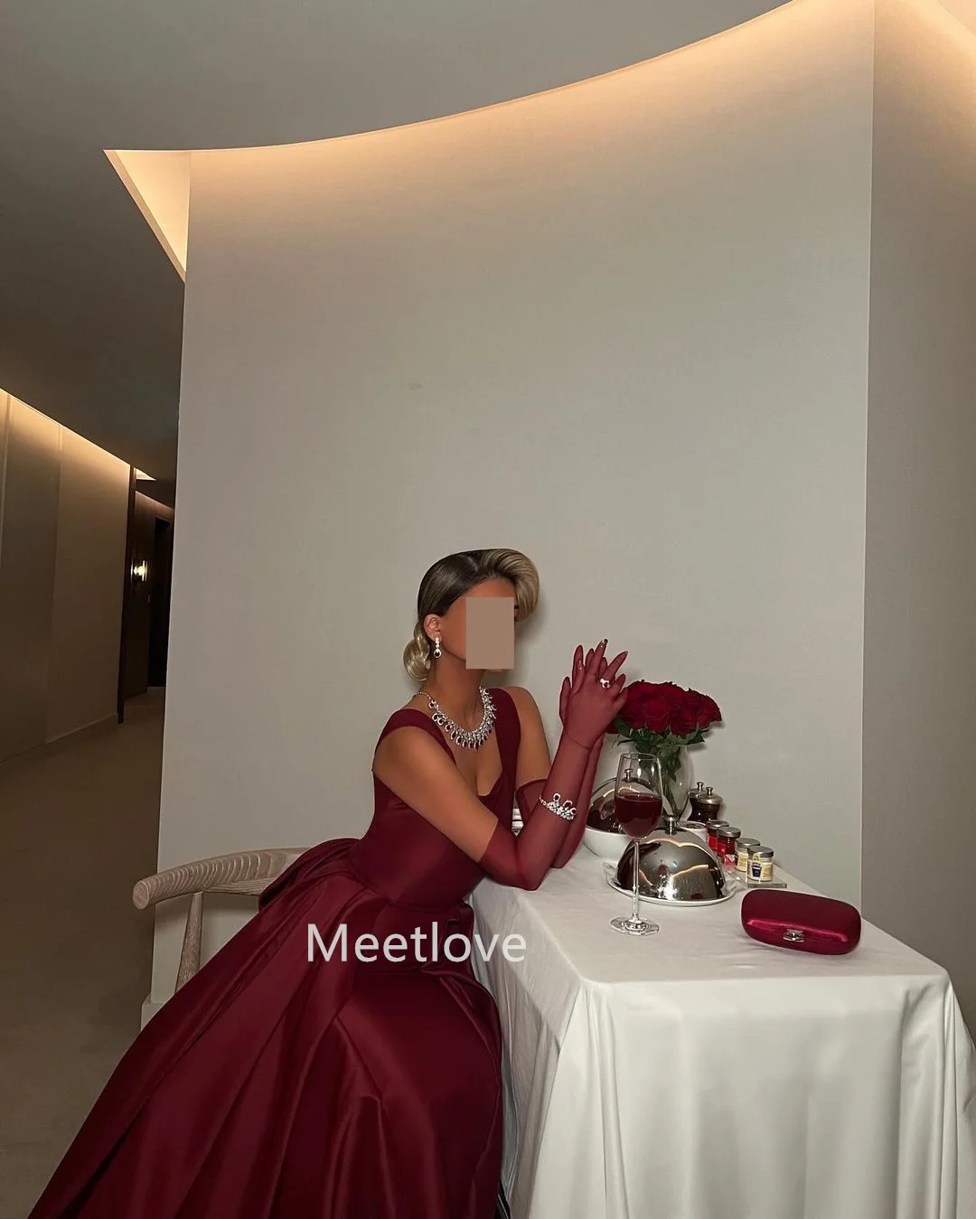 

Meetlove Red Strapless Elegant And Beautiful Dresses For Women Wedding Party Dress Luxury Dresses Evening 2024 Cocktail Dresses