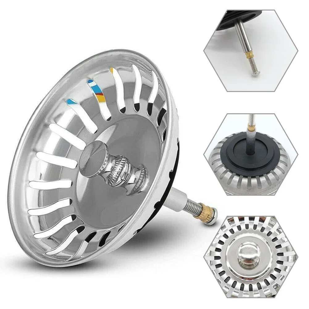 Polished Stainless Steel Sink Cover Strainer Plug Drain Stop Filter For Kitchen Sink Bathroom Basin