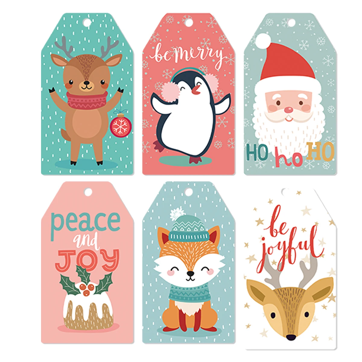 60pcs Christmas Gift Tags Kraft Paper Card elk Santa Tags Label for Xmas DIY Gift Wrapping Hanging Tag new year party Home decor