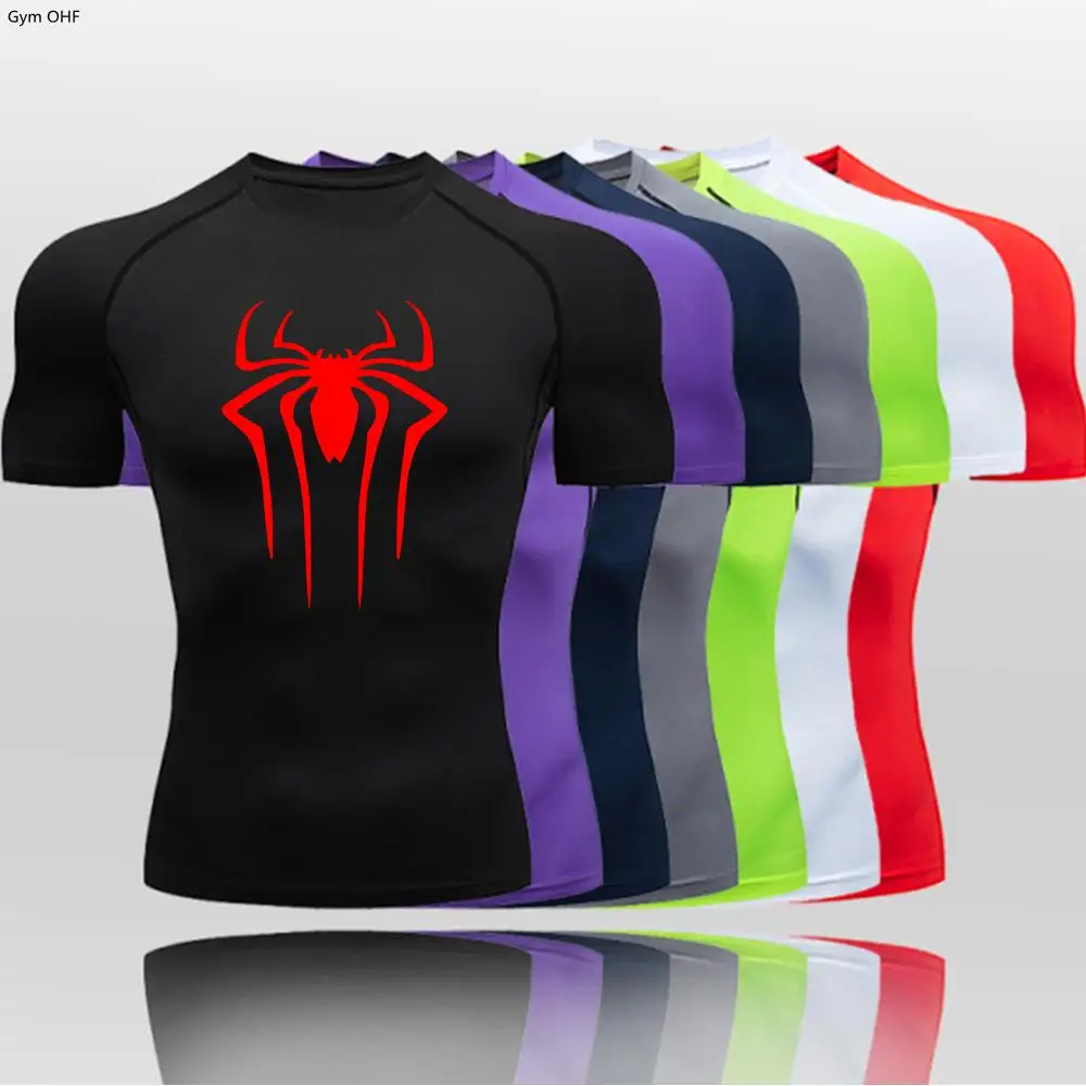 Compression t shirt sport t shirt running t shirts running t shirt fitness clothes Spider Compression Shirt Mens Rashguard Fitness For Men Gym Sports T-Shirt Running Sweatshirt Outdoor Mountaineering Training