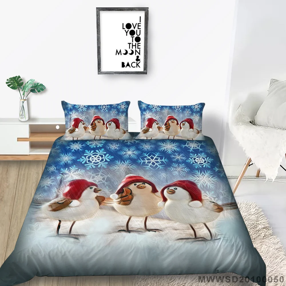 

Festival Bedroom Decor Christmas Printed Bed Comforter Covers Children Home Textiles Microfiber Bedspread with Pillowcase